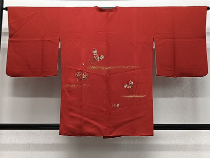 平和屋着物＃道行コート　総刺繍　花籠文　金彩　正絹　逸品　CABE4801ua