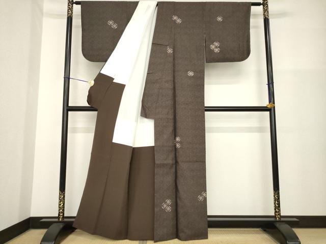 平和屋着物●赤城紬　疋田七宝　正絹　逸品　AABH2612ck