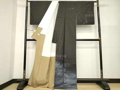 平和屋着物●本場大島紬　染大島　訪問着　花画廊　舞桜　織の彩華　証紙付き　正絹　逸品　未使用　AABH2610ck