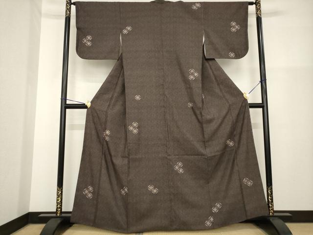 平和屋着物●赤城紬　疋田七宝　正絹　逸品　AABH2612ck