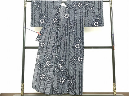平和屋着物∴夏物 浴衣 有松鳴海絞り 地紙花文 綿 逸品 DABD2851cd