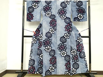 平和屋着物∴夏物 浴衣 有松鳴海絞り 花繋ぎ 綿 逸品 DABD2865cd