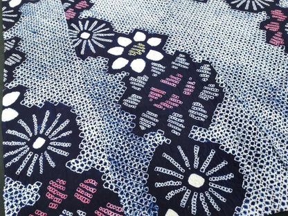 平和屋着物∴夏物 浴衣 有松鳴海絞り 花繋ぎ 綿 逸品 DABD2865cd