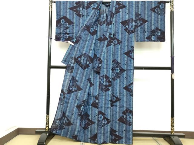 平和屋着物∴夏物 浴衣 幾何学花文 綿 逸品 DABD2893cd