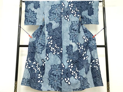 平和屋着物∴夏物　浴衣　有松鳴海絞り　舞花文　綿　逸品　DABD2874cd
