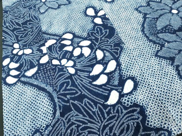 平和屋着物∴夏物　浴衣　有松鳴海絞り　舞花文　綿　逸品　DABD2874cd