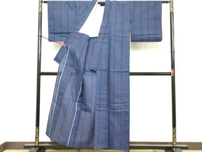 平和屋着物∴夏物 阿波しじら織 浴衣 間道 綿 逸品 DABD2888cd