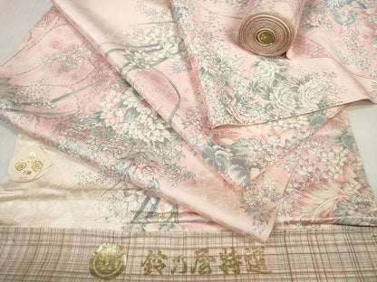 平和屋着物●創業460年・千總　小紋　反物　着尺　花尽くし　銀彩　鈴乃屋扱い　証紙付き　逸品　未使用　DABD7166zzz