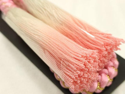 平和屋本店●和装小物　帯締め・帯揚げセット　振袖用　総絞り　舞花文　暈し染め　金彩　撚り房　逸品　未使用　AABG0785ay