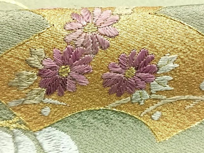 平和屋着物●訪問着　総刺繍　地紙花文　金糸　金彩　やまと金ラベル　正絹　逸品　AABH0626fy