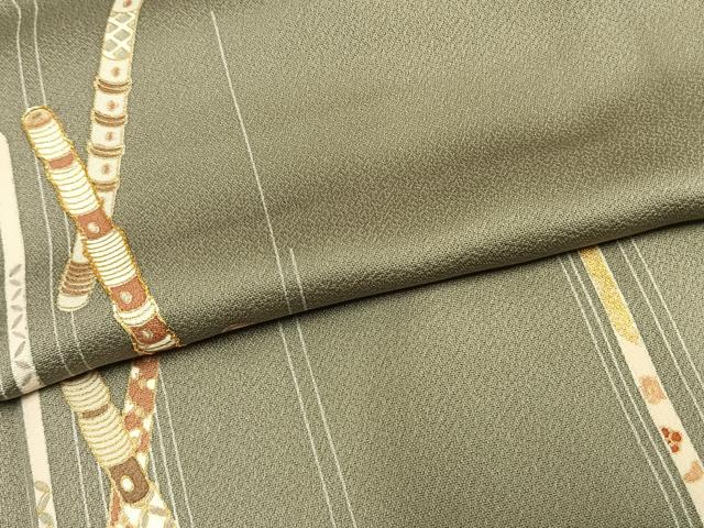平和屋着物●訪問着　友禅　駒刺繍　横笛　金彩　正絹　逸品　AABH0621fy