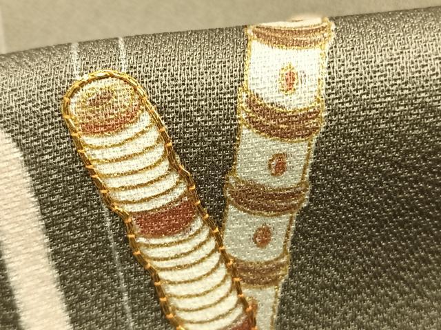 平和屋着物●訪問着　友禅　駒刺繍　横笛　金彩　正絹　逸品　AABH0621fy