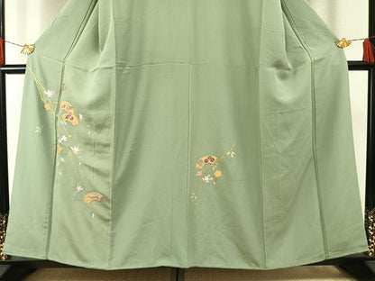 平和屋着物●訪問着　総刺繍　地紙花文　金糸　金彩　やまと金ラベル　正絹　逸品　AABH0626fy