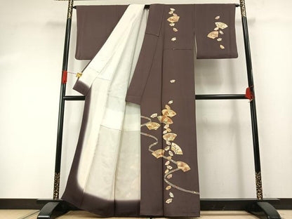 平和屋着物●訪問着　友禅　地紙花文　金糸　金彩　正絹　逸品　AABH0653fy