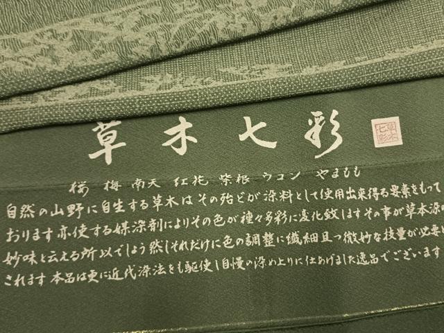 平和屋着物●江戸小紋　草木七彩　横段文　丹後ちりめん　反端付き　正絹　逸品　未使用　AABH0642fy