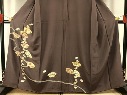 平和屋着物●訪問着　友禅　地紙花文　金糸　金彩　正絹　逸品　AABH0653fy