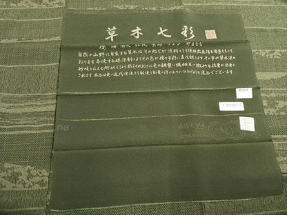 平和屋着物●江戸小紋　草木七彩　横段文　丹後ちりめん　反端付き　正絹　逸品　未使用　AABH0642fy