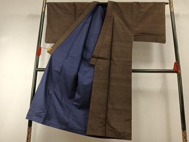 平和屋着物○男性 お召 アンサンブル 憲法色 正絹 逸品 AABH0658fy