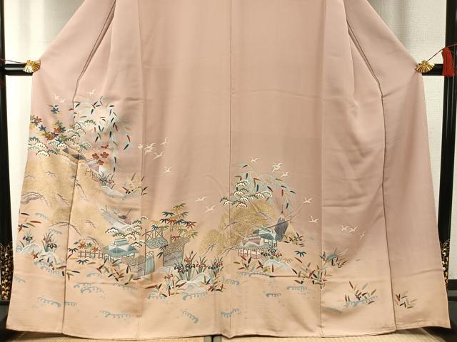 平和屋着物●訪問着　友禅　茶屋辻文様　暈し染め　金彩　正絹　逸品　AABH0655fy