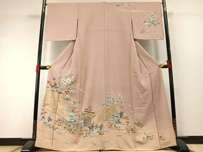 平和屋着物●訪問着　友禅　茶屋辻文様　暈し染め　金彩　正絹　逸品　AABH0655fy