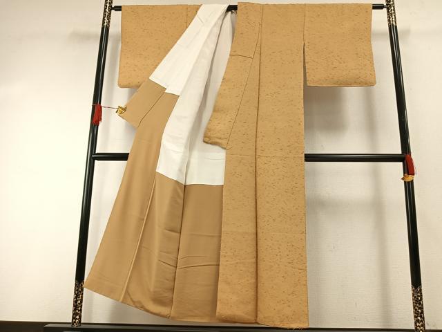 平和屋着物●髭紬　飴色　正絹　逸品　AABH0659fy