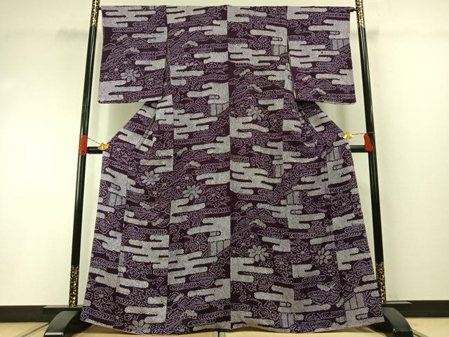 平和屋着物●上質な小紋　総絞り　霞取り花文　正絹　逸品　AABH0648fy