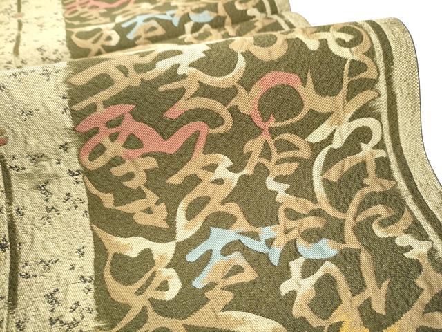 平和屋着物●本場筑前博多織　六通柄袋帯　いろは歌　金糸　証紙付き　正絹　逸品　CABE4756hy 平和屋着物○本場筑前博多織 六通柄袋帯 いろは歌 金糸 証紙付き 正絹