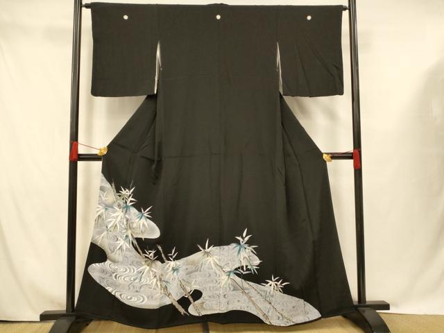 平和屋着物■豪華黒留袖　笹竹文　暈し染め　金彩　正絹　逸品　AABG9782fw