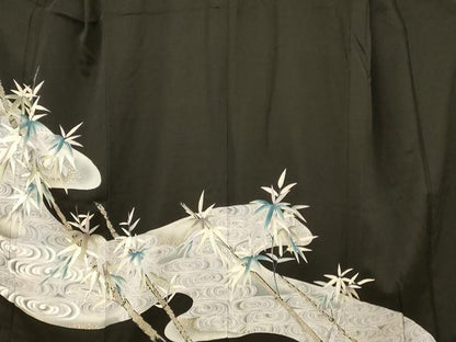平和屋着物■豪華黒留袖　笹竹文　暈し染め　金彩　正絹　逸品　AABG9782fw