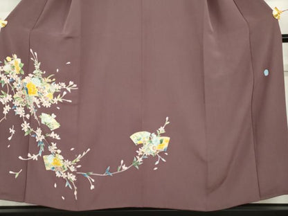 平和屋着物●本加賀友禅作家　南克治　訪問着　地紙枝花文　さが美扱い　正絹　逸品　AABG9953cs