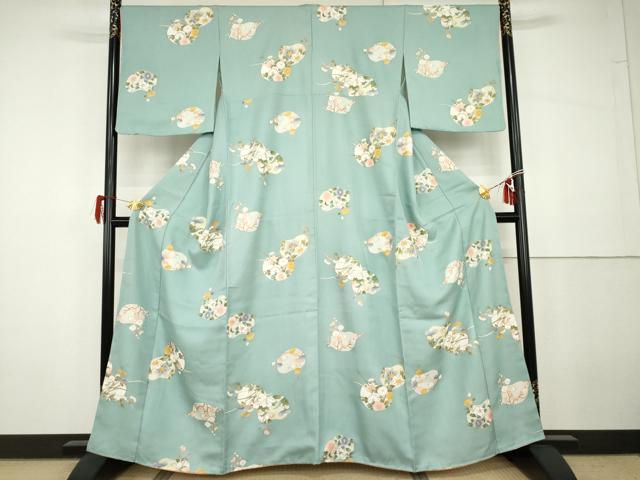 平和屋着物●上質な小紋　枝花文　金彩　正絹　逸品　未使用　AABG9955cs