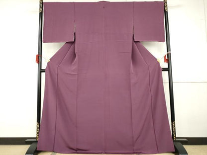 平和屋着物●上質な色無地　梅紫色　正絹　逸品　AABG9956cs