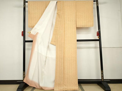 平和屋着物●上質な小紋　七宝花文　正絹　逸品　未使用　AABG9961cs