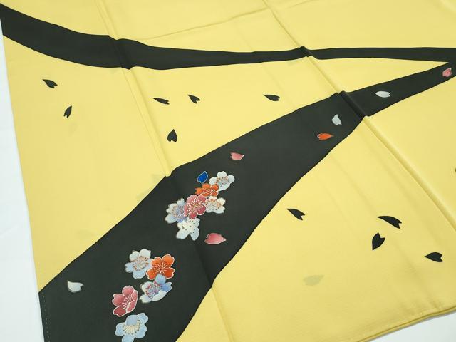 平和屋本店●極上　創業460年・千總　着物デザイナーきよ彦　訪問着　中国三大刺繍　相良刺繍　舞花文　金彩　芥子色地　逸品　CZAA5501s6