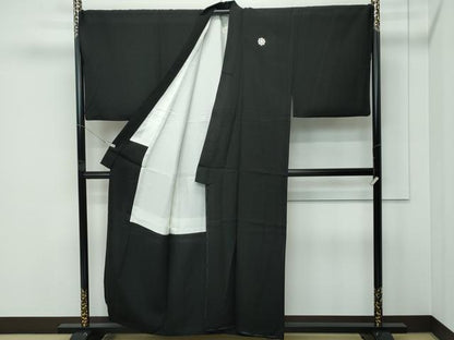 平和屋本店●極上　男性　黒紋付・長羽織セット　キングサイズ　羽裏：風景文　逸品　CZAA5515s6