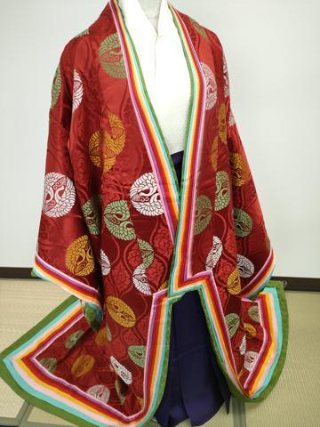 平和屋本店●極上　十二単セット　表着・小袖・袴セット 　和装　婚礼　結婚式　神社挙式　唐織　双鶴丸文　袴：滅紫　逸品　CZAA5517s6