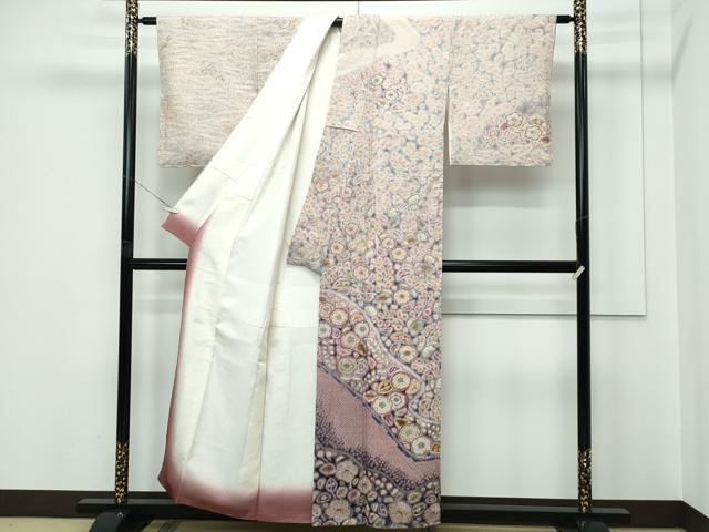 平和屋本店●極上　十七代京屋林蔵　訪問着・長襦袢セット　本場結城紬地　辻が花　絞り　草木染　共箱付き　逸品　未使用　CZAA5519s6