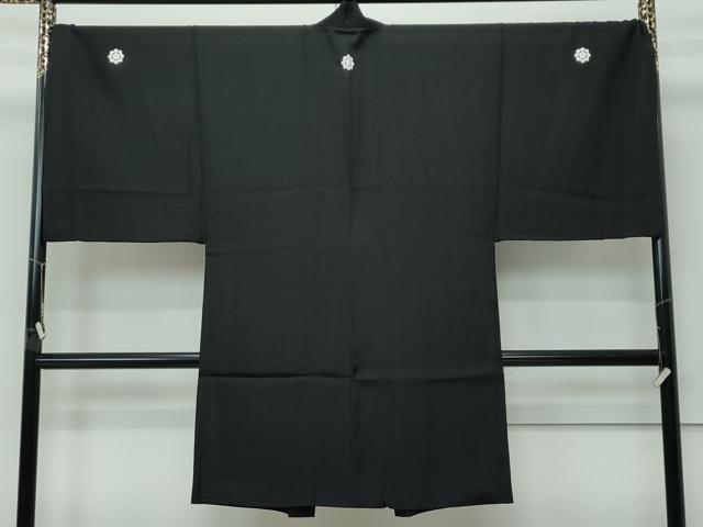 平和屋本店●極上　男性　黒紋付・長羽織セット　キングサイズ　羽裏：風景文　逸品　CZAA5515s6