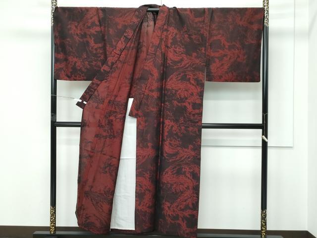 平和屋本店＊極上 夏物 男性 お召 紗 龍 黒地 さが美扱い 逸品 CZAA5543s6