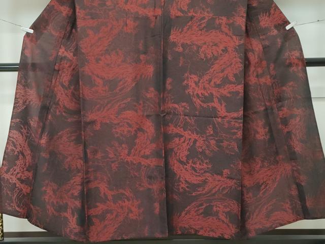 平和屋本店＊極上 夏物 男性 お召 紗 龍 黒地 さが美扱い 逸品 CZAA5543s6