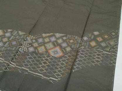 平和屋本店●極上　訪問着　本場染大島紬　刺繍　手花織　檳榔子染色地　逸品　未使用　CZAA5546s6