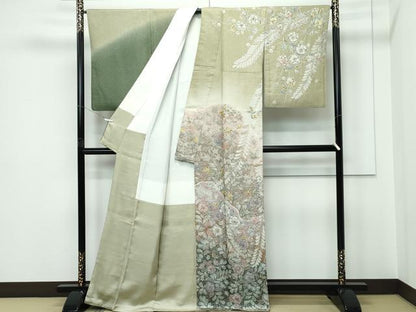 平和屋本店●極上　吉乃一廉　幻の辻が花　訪問着　辻が花　絞り　暈し染め　銀通し地　逸品　未使用　CZAA5547s6