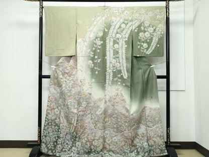 平和屋本店●極上　吉乃一廉　幻の辻が花　訪問着　辻が花　絞り　暈し染め　銀通し地　逸品　未使用　CZAA5547s6