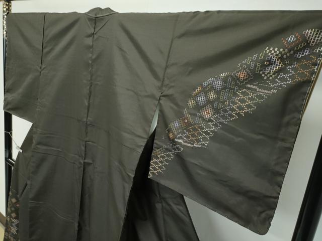 平和屋本店●極上　訪問着　本場染大島紬　刺繍　手花織　檳榔子染色地　逸品　未使用　CZAA5546s6
