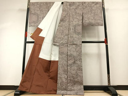 平和屋着物●都喜ヱ門　本場大島紬　カタス9マルキ　風景文　藤絹織物謹製　正絹　逸品　未使用　AABH0687fy