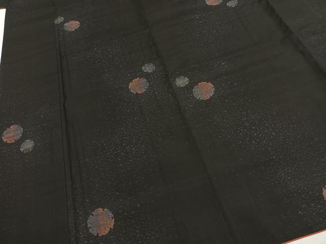 平和屋着物●本場大島紬　カタス7マルキ　雪輪文　黒地　正絹　逸品　未使用　AABH0685fy 平和屋着物○本場大島紬 カタス7マルキ 草花文 黒地 正絹 逸品 未使用