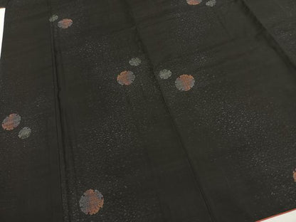 平和屋着物●本場大島紬　カタス7マルキ　雪輪文　黒地　正絹　逸品　未使用　AABH0685fy