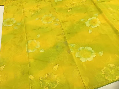平和屋着物▼上質な小紋 地紋起こし 草花文 暈し染め 正絹 逸品 AABH0674fy