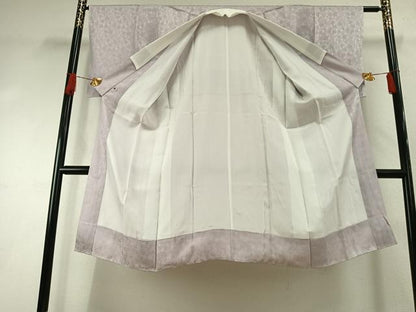 平和屋着物●長襦袢　袷　葉尽くし地紋　鴇鼠色　さが美扱い　正絹　逸品　未使用　AABH0677fy