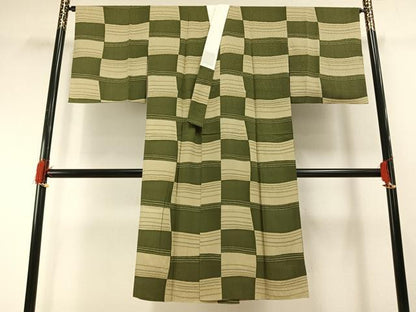 平和屋着物●長襦袢　無双仕立て　市松文様　正絹　逸品　AABH0676fy